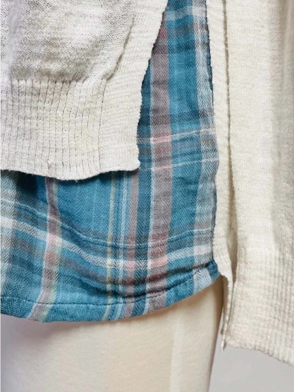 Anthropologie Moth Twofer Knit Top Plaid Layer BTS Collegiate Academia Preppy S